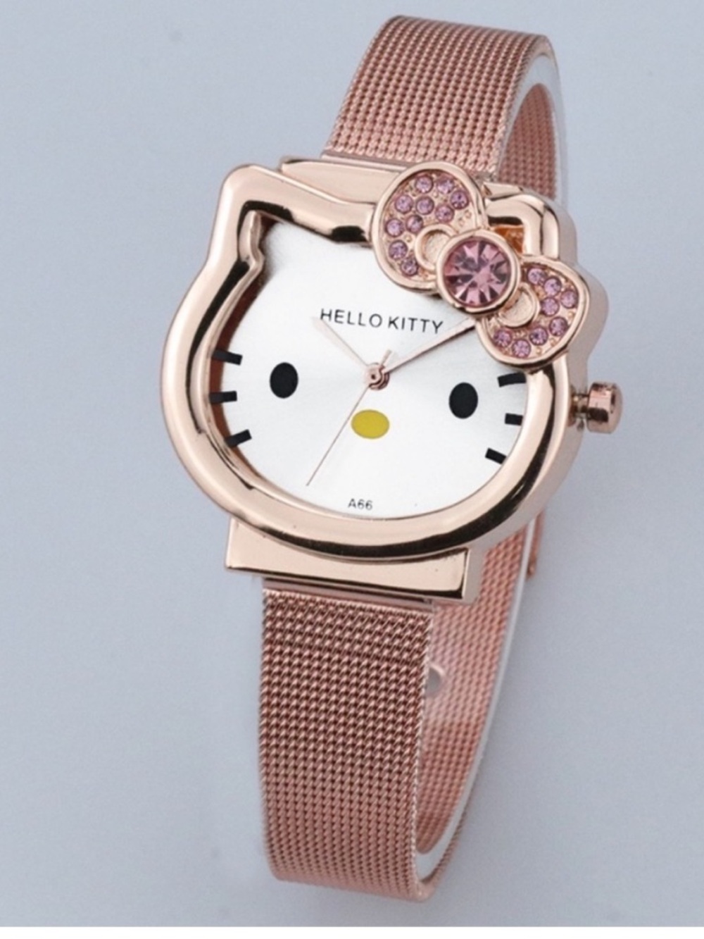 HELLO KITTY ROSE GOLD MESH BAND WATCH Adjustable